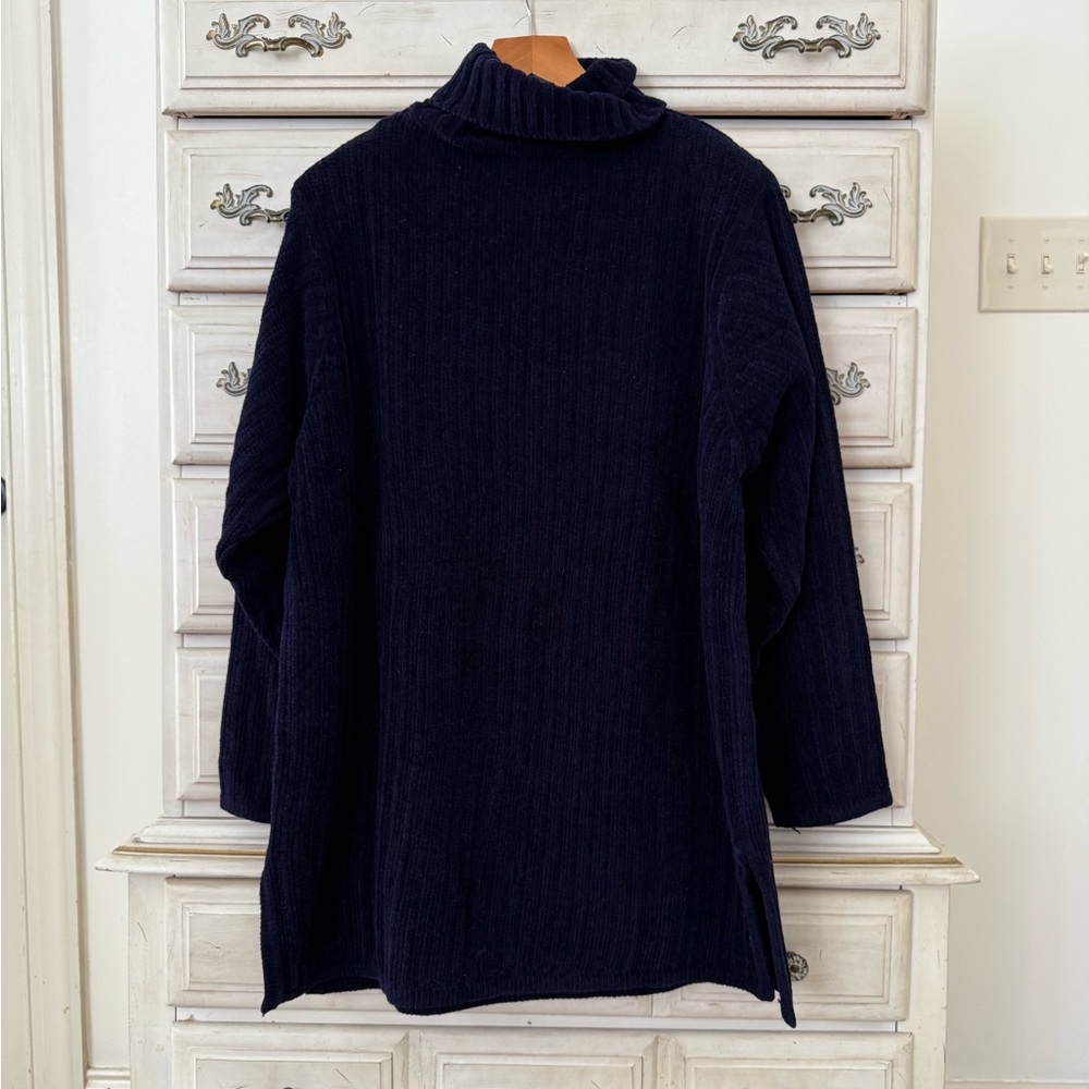 Express Tricot Vintage Navy Chenille Turtleneck - Picture 2 of 3